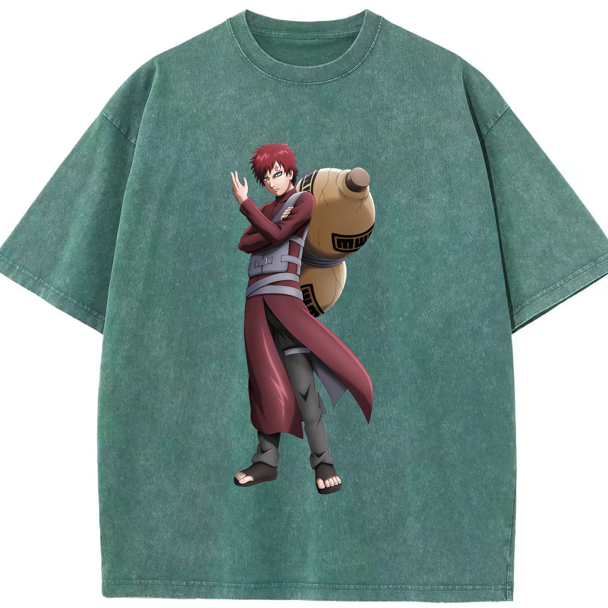 （画像用） NARUTO -ナルト- ガアラ Gaara 綿100% ヴィンテージ風 半袖Tシャツ（フロントプリント）
